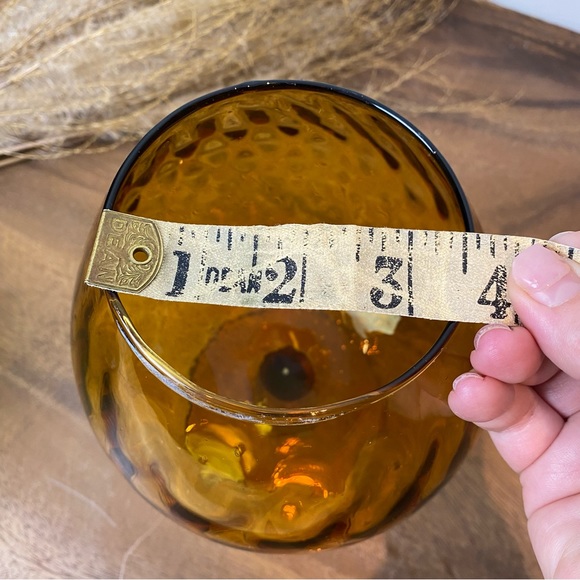 Empoli Amber Art Glass Snifter Optic Pattern, Mid Century Glass - Picture 7 of 8